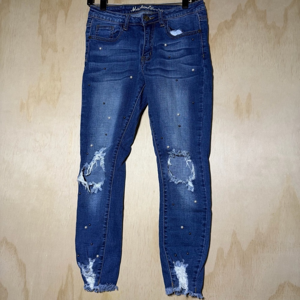 Machine Jeans Women‎ USA 29 Italy 43 Skinny Studded Distressed Stretch Denim